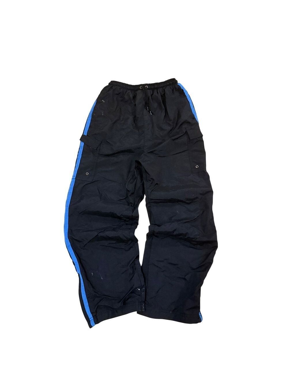 Vintage No Boundaries Nylon Cargo Track Pants Black Blue Girls 14-16‎